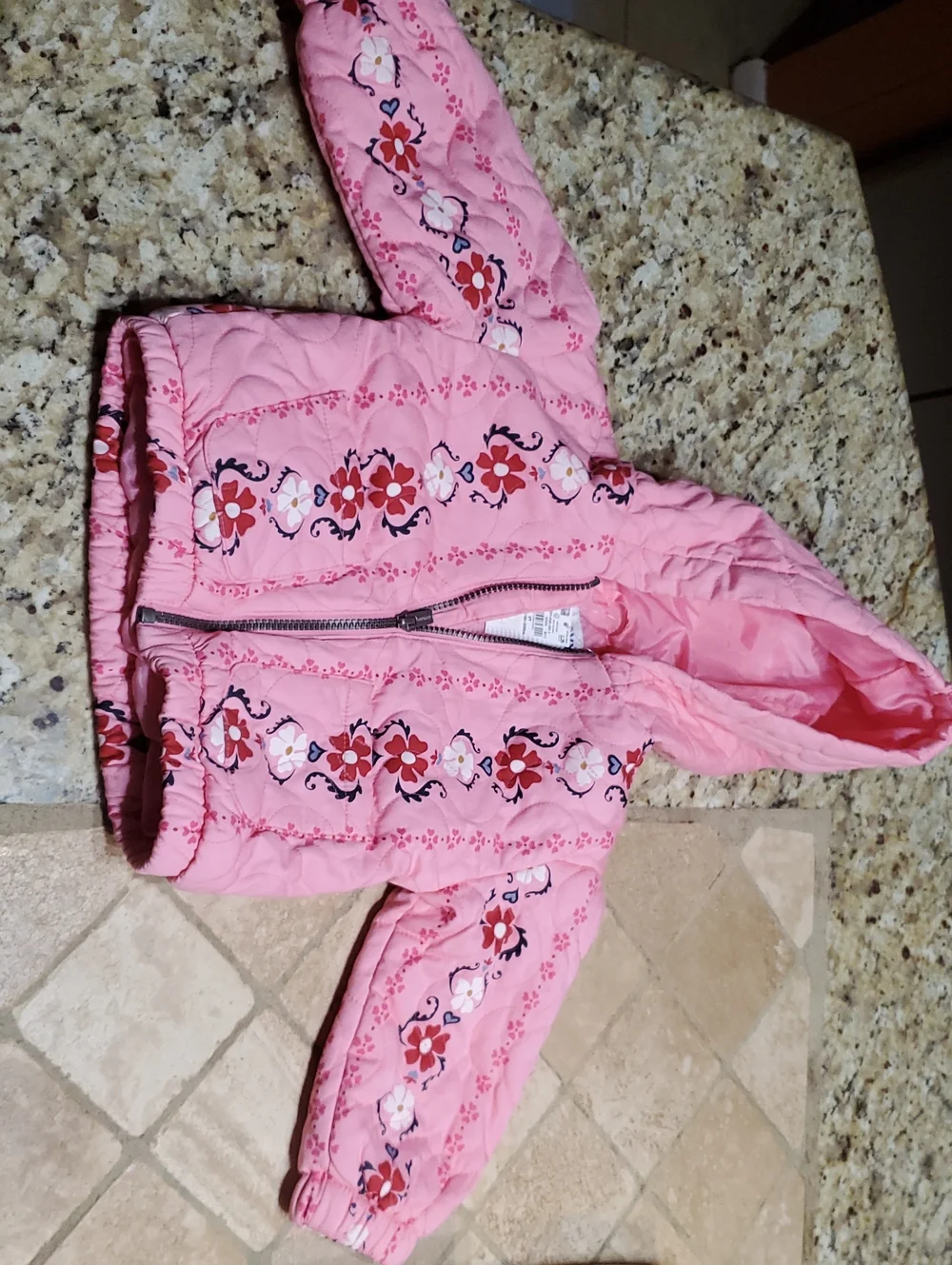 Old Navy Girls Jacket Coat Size 2T Toddler NWT NEW Pink Floral Design Hood Zip